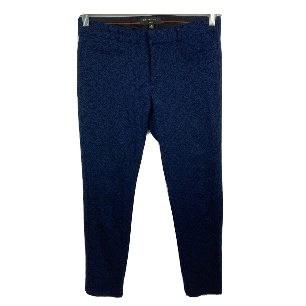 Banana Republic‎ Pants Womens Sz 4 Blue Black Printed Sloan Fit Dress Stretch